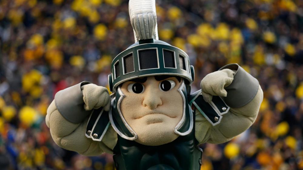 Sparty posing for the camera.